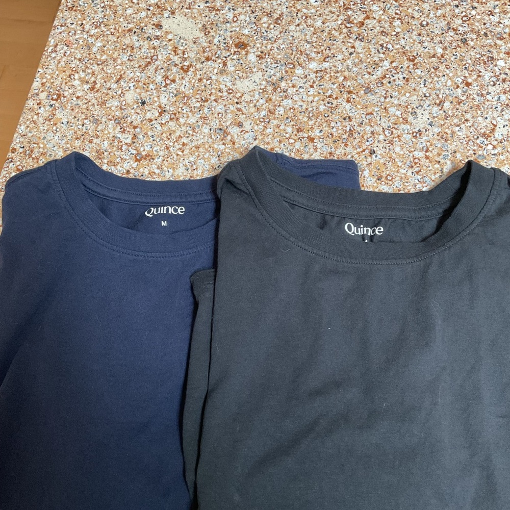 Quince women’s Crew Neck Tees in Navy and Black
